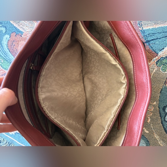 Michael Kors Deep Red Tote with Gold Chain Handles | Like New Condition - Picture 9 of 11